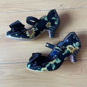 Irregular Choice Black Floral Heels with Bow